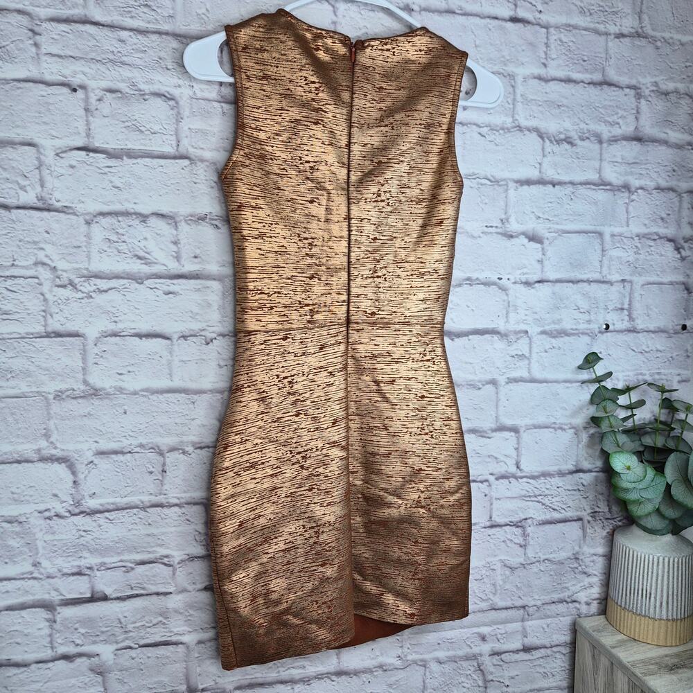 ELLIATT Rhian Metallic Ruched Mini Dress Homecoming Bodycon XS Cocktail Bronze - Picture 7 of 10